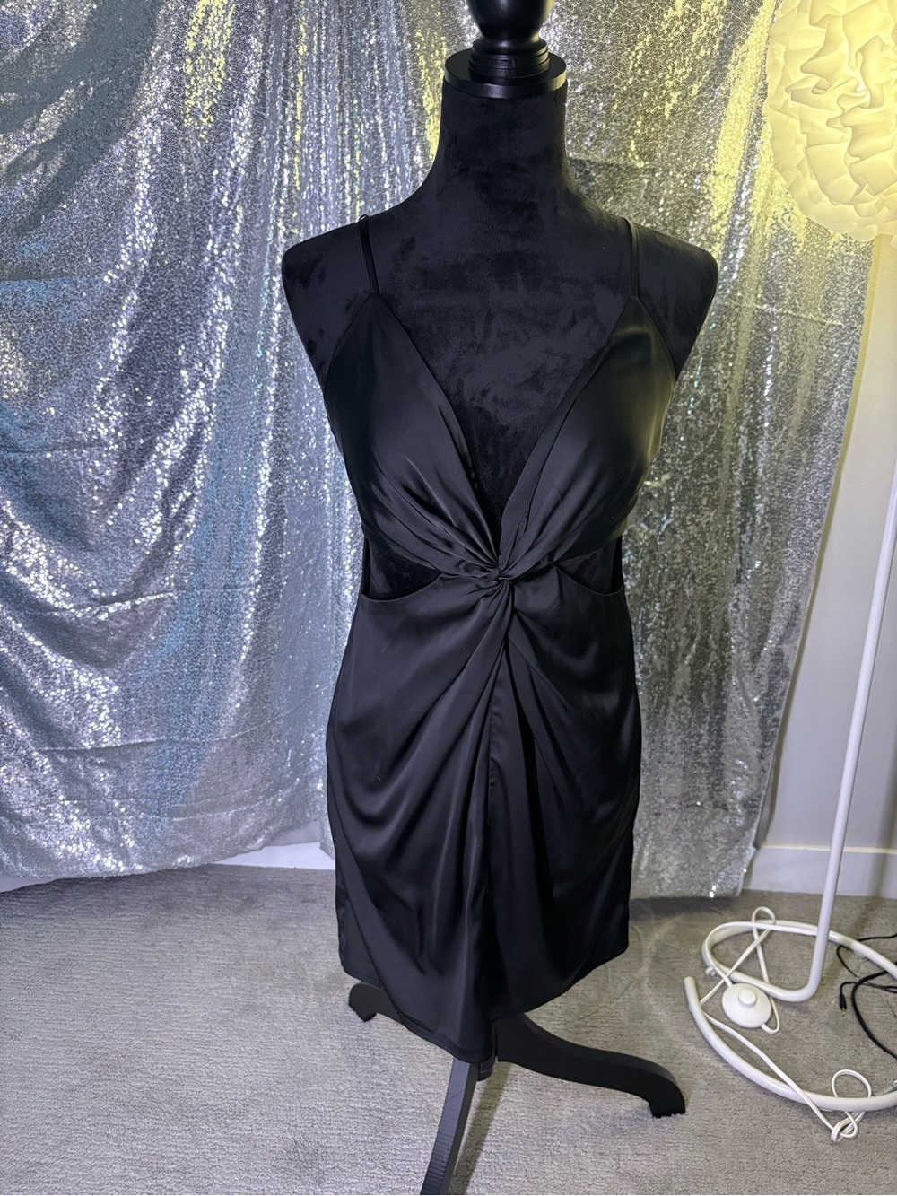 Satin Twist Cinched Dress 🖤
